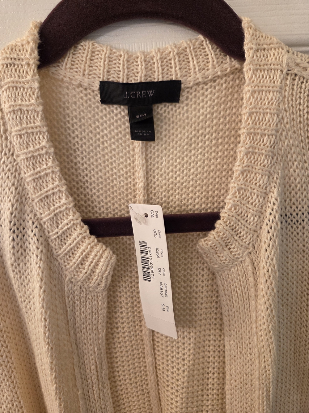 J. Crew Haven Linen Cream Beach Sweater Fringe Poncho Cardigan NWT S/M - Picture 8 of 8